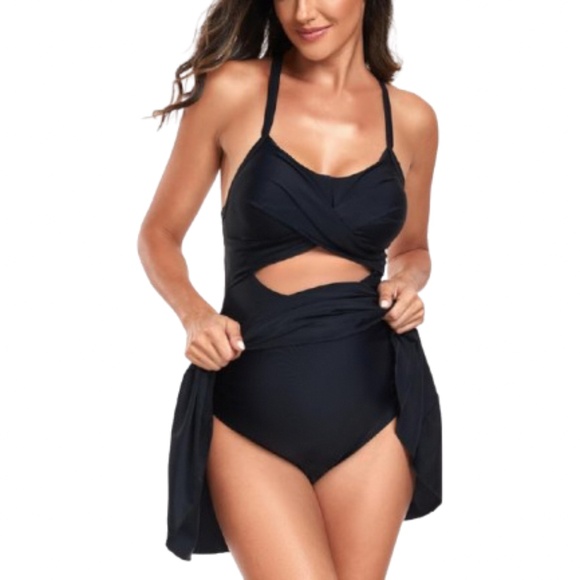 Women’s Maternity Cutout Front Cross Swim Dress  Bathing Suit - Picture 1 of 10